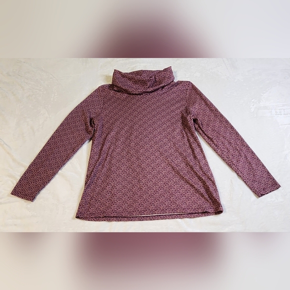 LL Bean Womens 100% Supima Cotten Long Sleeve Tutleneck Top, Pink Purple Floral - Picture 2 of 7